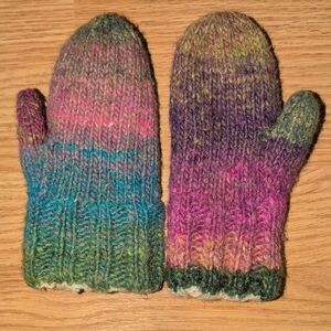 Colorful Alpaca Fleece Knit Mittens for Kids
